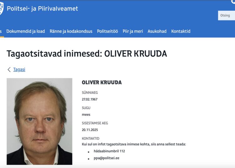 Politsei kuulutas Oliver Kruuda tagaotsitavaks. Kuvatõmmis PPA lehelt.