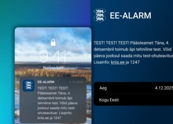 Selline näeb välja Eesti äpi ohuteavitus, mis saadeti 4. detsembril. Foto: ria.ee
