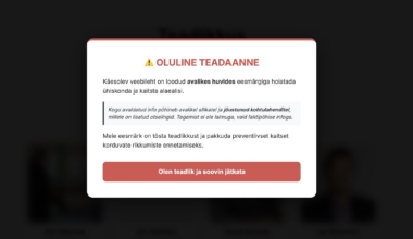 Selline teadaanne avaneb, kui avada suunamudija Malluka ja tema abikaasa Tomas Märten Legrant'i loodud veebileht ettevaatust.ee