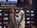 Jake Paul ja Anthony Joshua face-off. Foto: kuvatõmmis