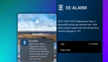Selline näeb välja Eesti äpi ohuteavitus, mis saadeti 4. detsembril. Foto: ria.ee